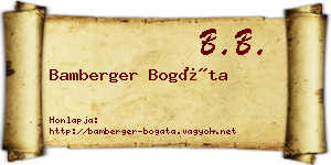 Bamberger Bogáta névjegykártya